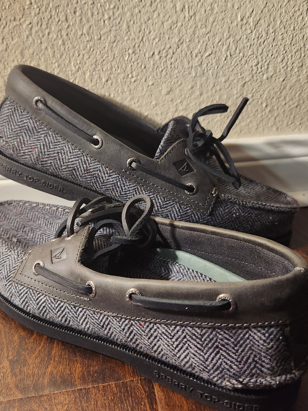 Sperry Men's Gray Herringbone Boat Shoes